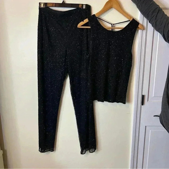 Vintage Beaded Sequin Pants and Tank Set Brilliante and Scala Size M - Picture 3 of 16